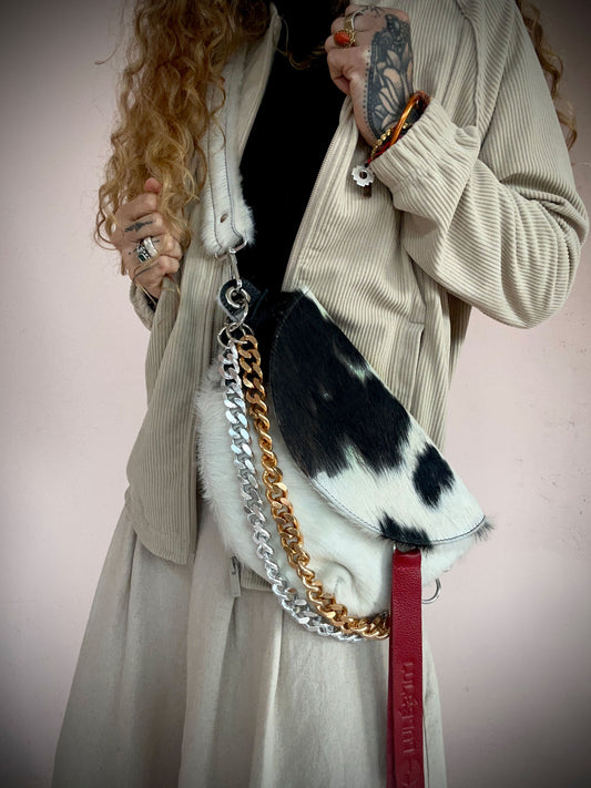 Reptilia Bag Pelo Blanco y Negro
