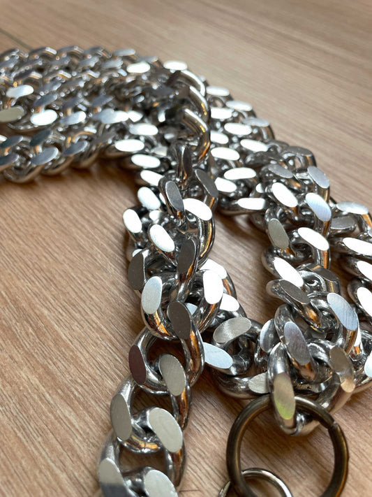 Long silver aluminum chain