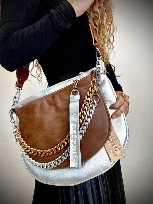 Dúo Bag Plateado y café