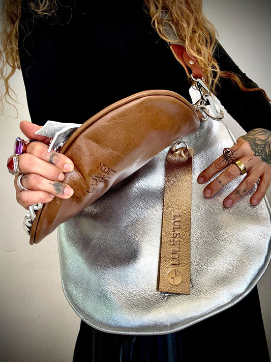 Dúo Bag Plateado y café