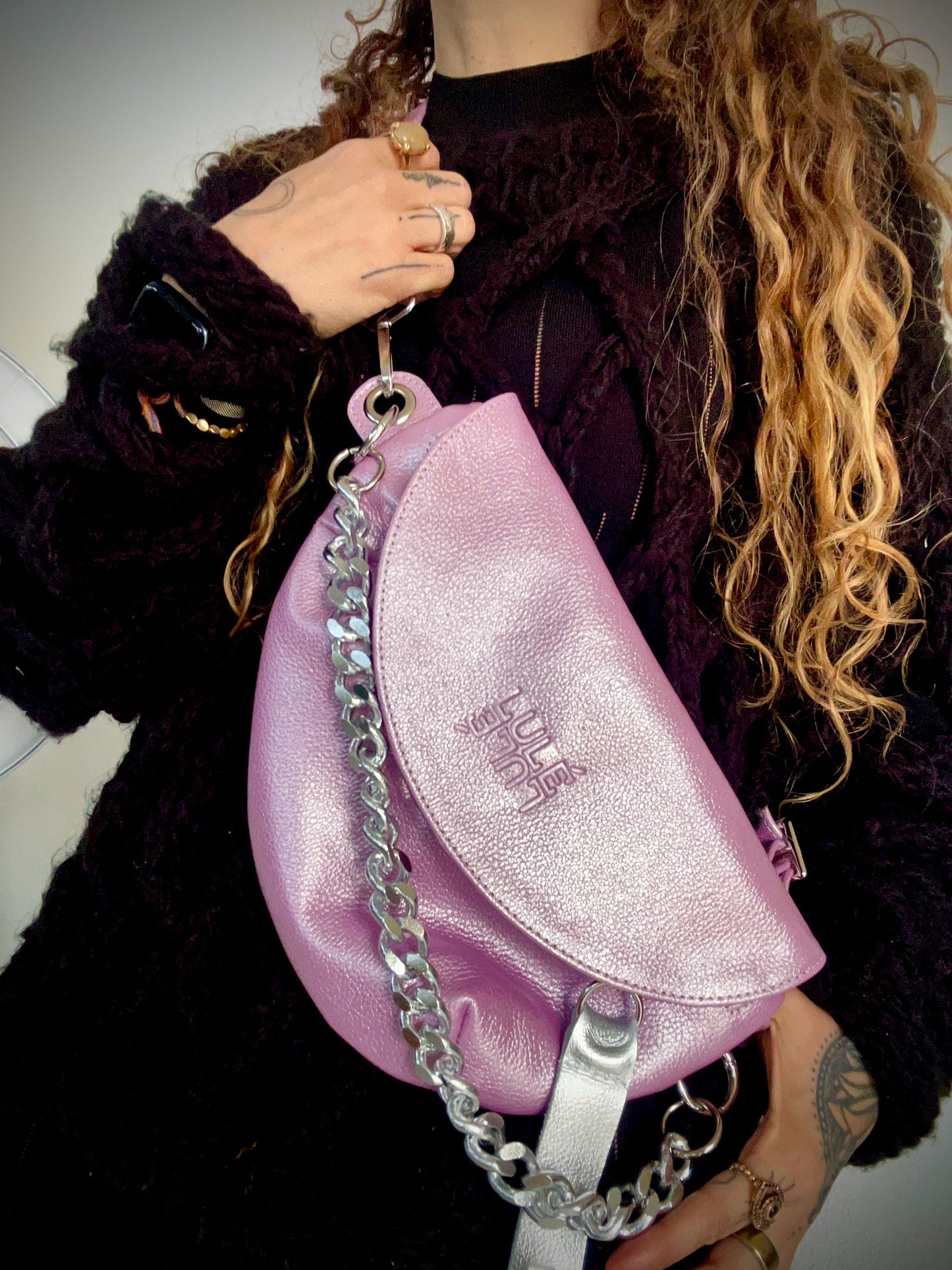 Reptilia Bag Lila Metalizada
