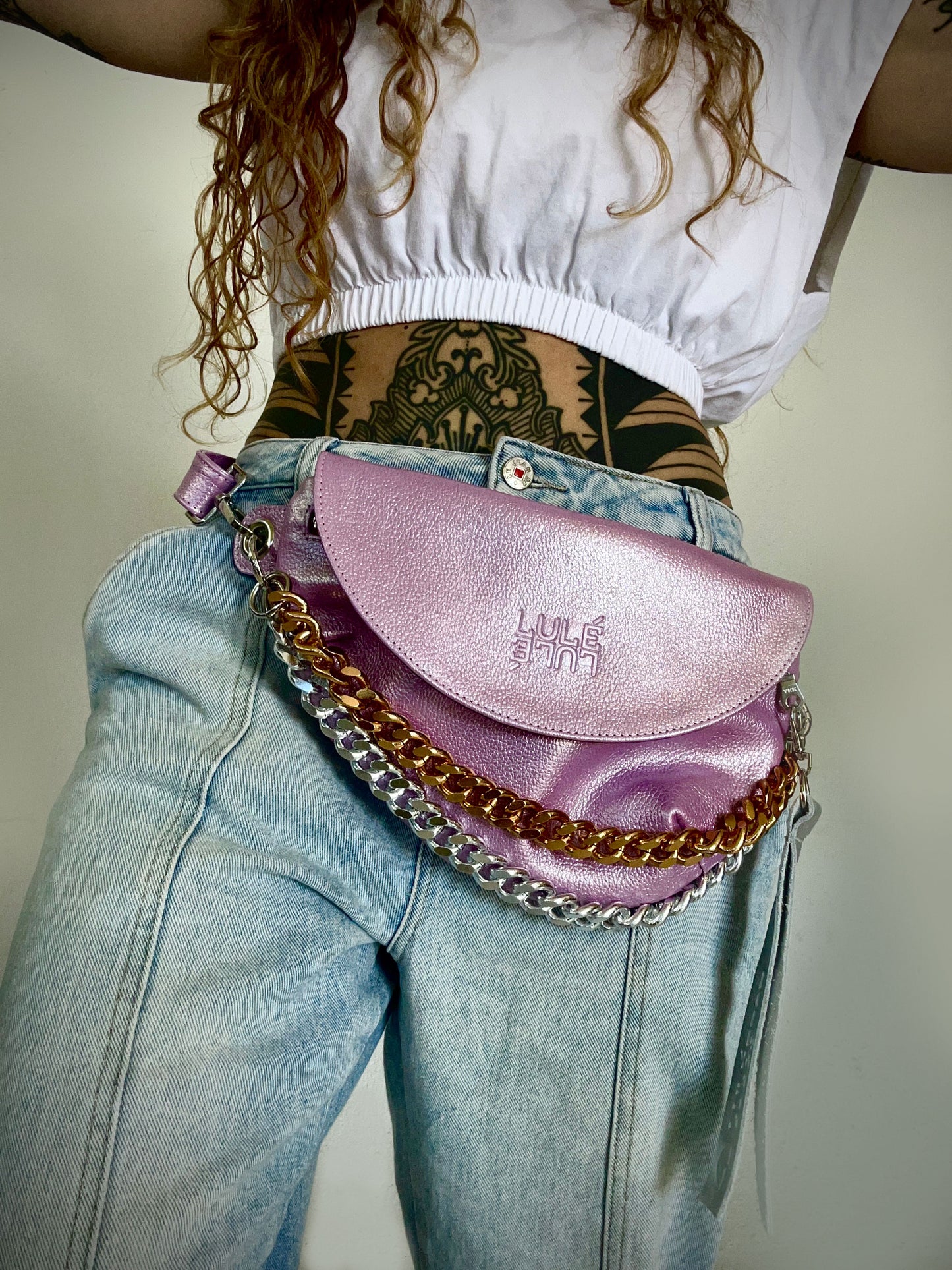 Reptilia Bag Lila Metalizada